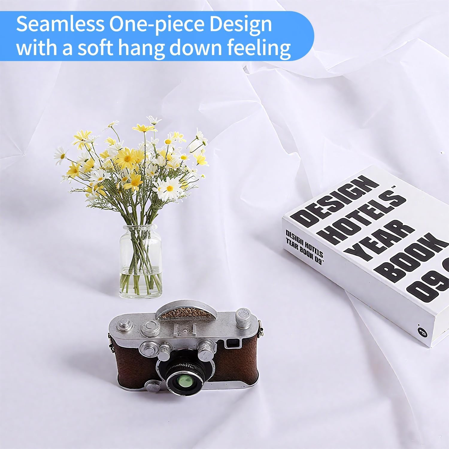 Photo Backdrop Curtains, 5X6.56 Ft White Backdrop for Photoshoot, White Photogra