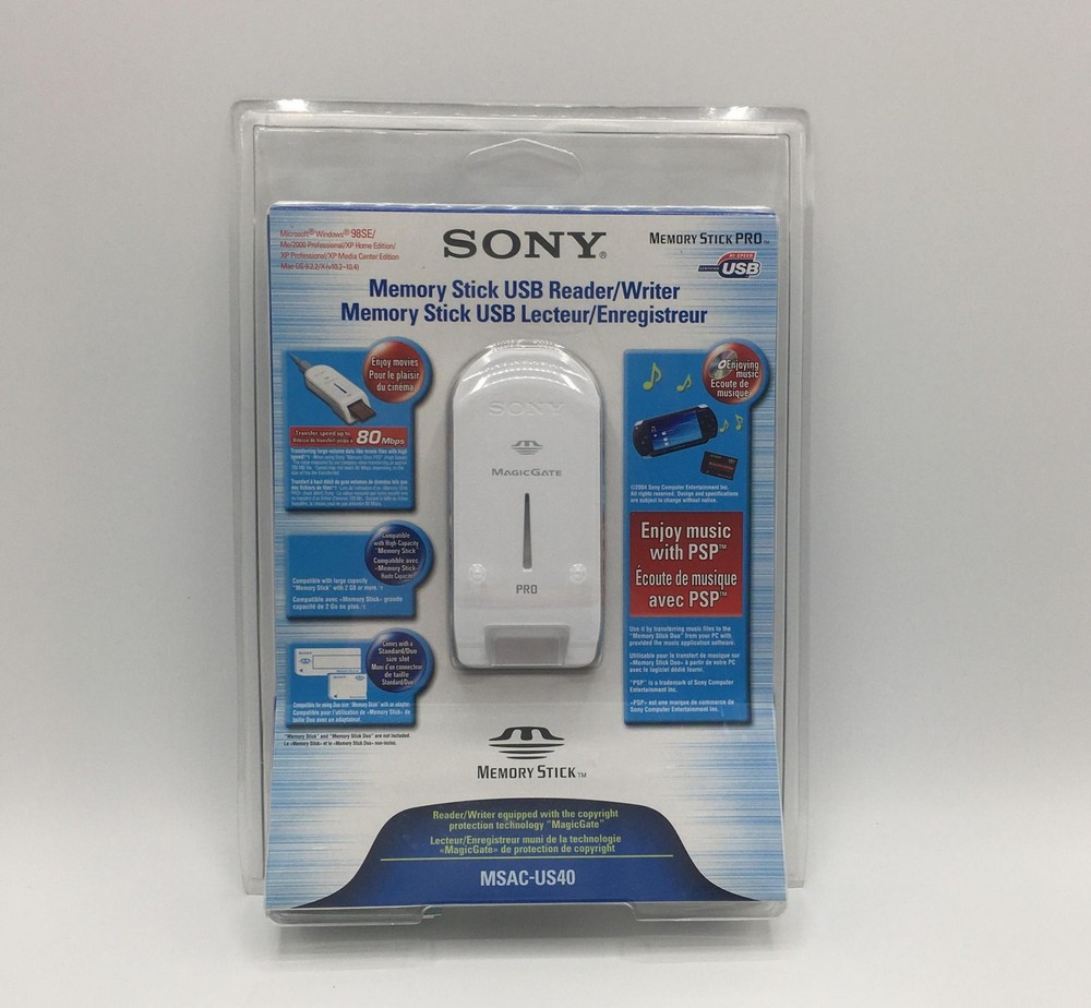 Rare Sony MagicGate MemoryStick Flash Memory Card Reader - USB 2.0 (MSAC-US40)