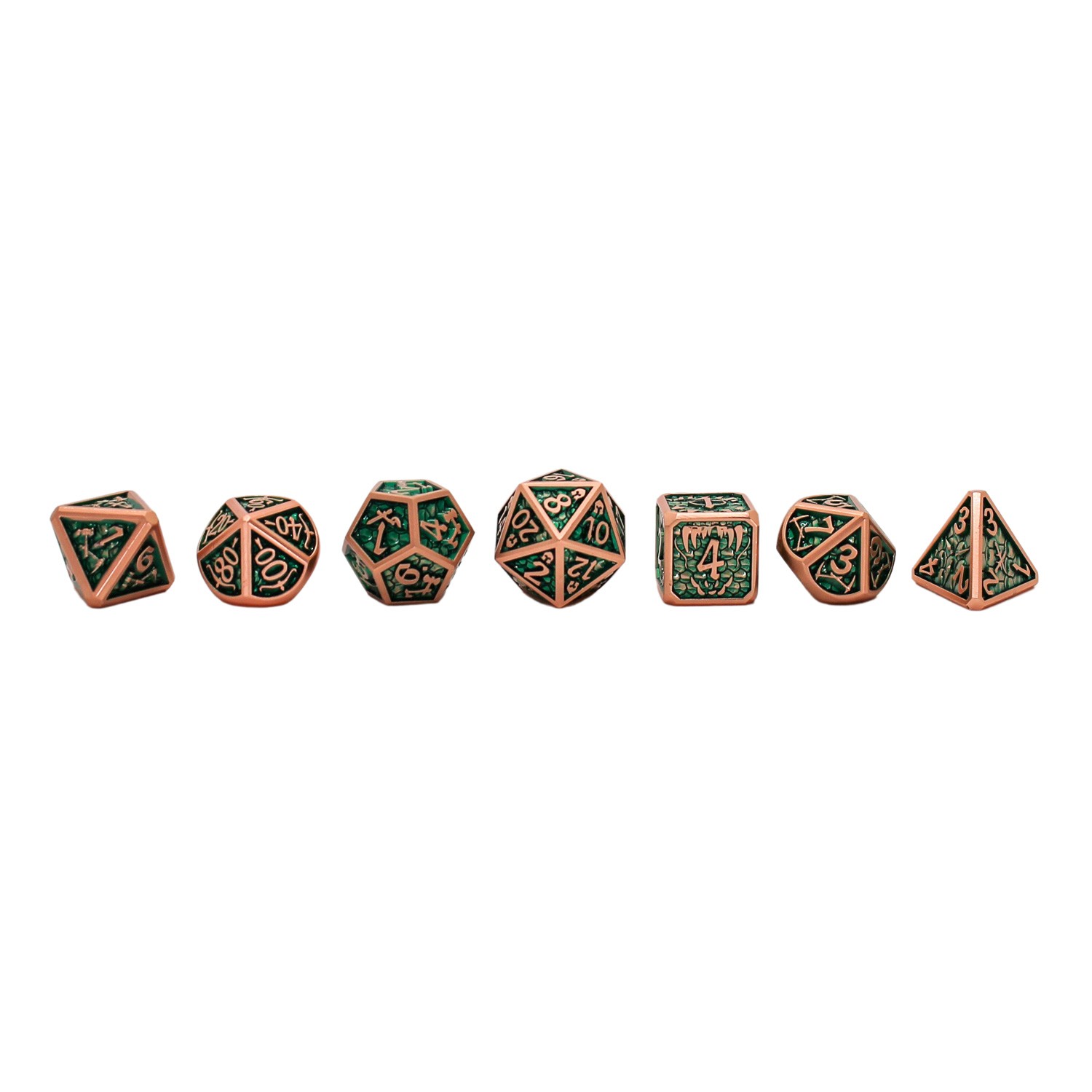 Seven Seas Pirates Metal Green and Copper Dice Set with Display Box