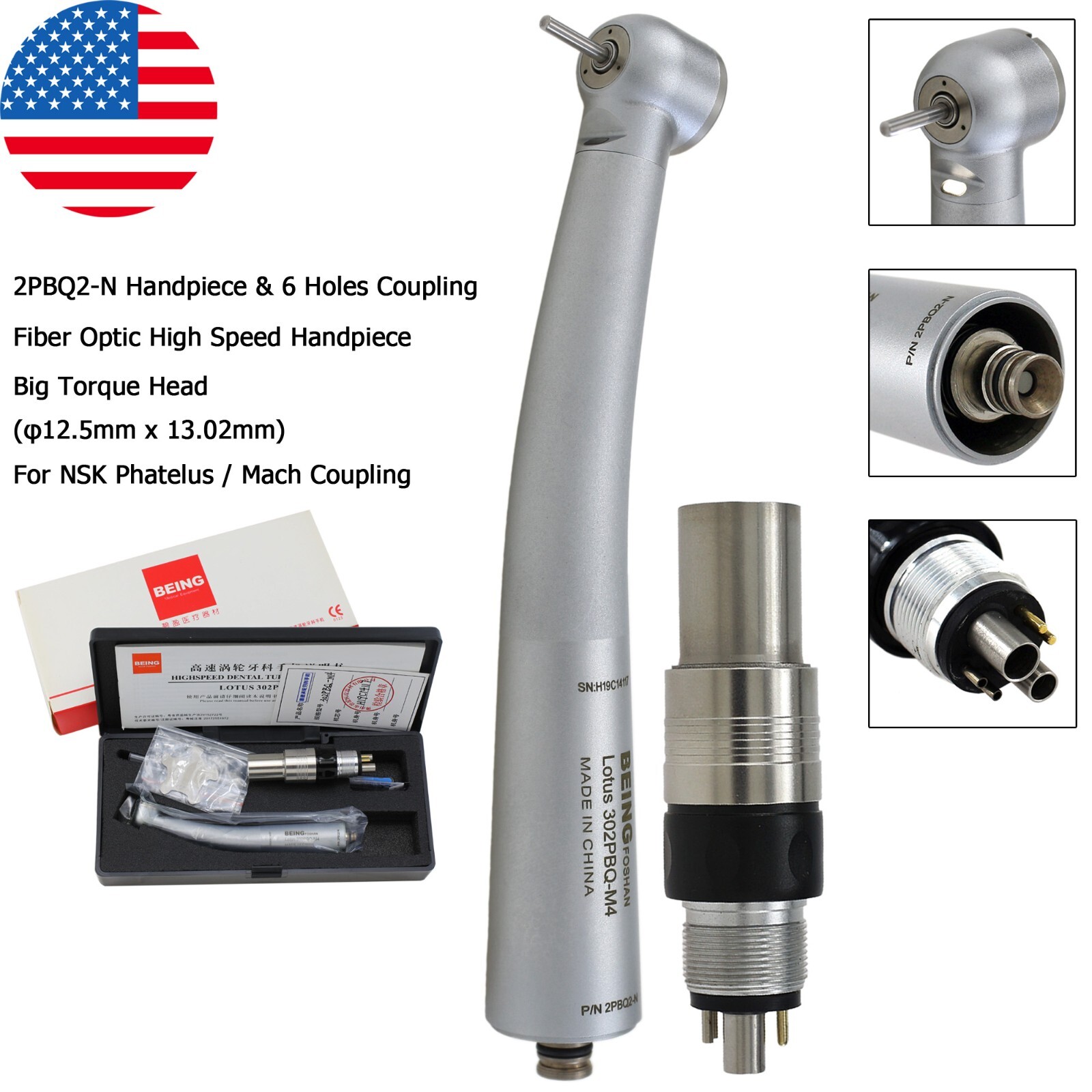 BEING Dental High Speed Fiber Optic LED Handpiece For KaVo MULTIflex NSK Coupler