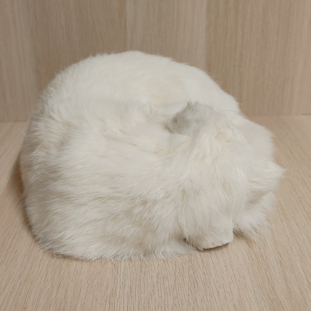 Realistic Cat White Sleeping Curled Up Rabbit/Goat Fur