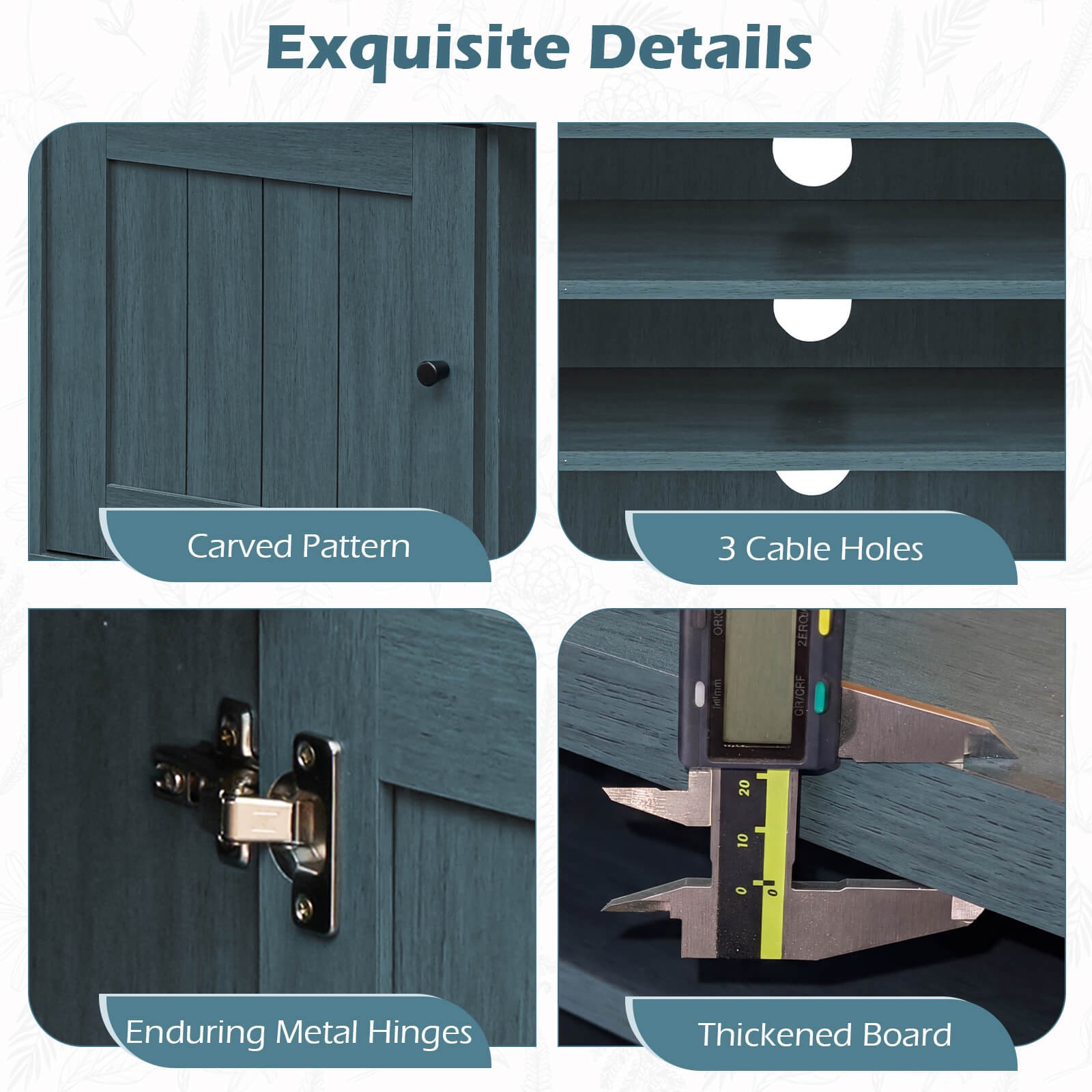 2-Door TV Stand for TVs up to 65” with 2 Storage Cabinets & 4 Adjustable Shelves