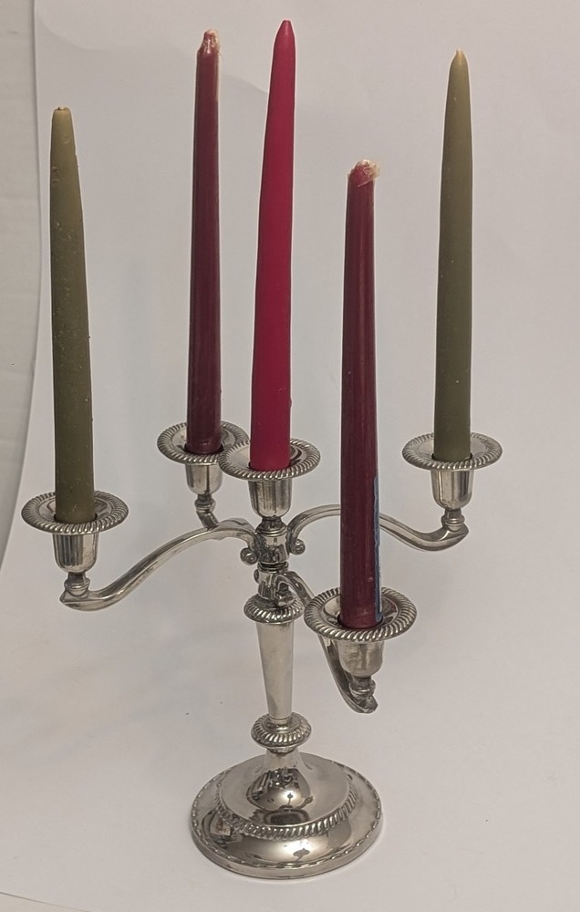 Vintage Silver Plate Adjustable Five Arm Candelabra