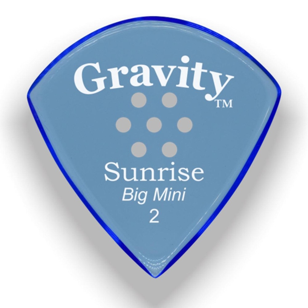 Used Gravity Picks Sunrise Big Mini Multi-Hole Polished Pick, 2mm, Blue