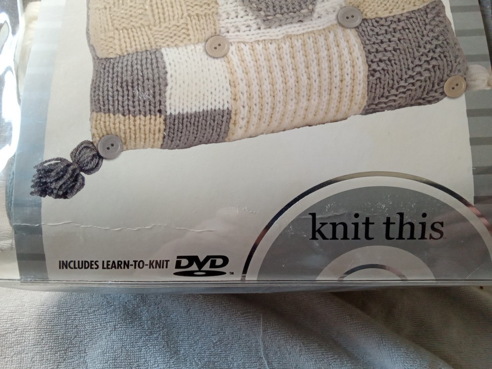 Knit This Patchwork Pillow Kit New In Package Everything You Need Included + DVD
