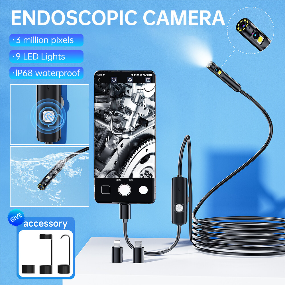 1920P Dual Lens Snake Inspection Borescope Type C iPhone Endoscope Scope Camera