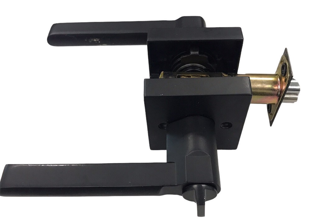 Black Front Entry Door Handle Lock Set Square Keyed Alike Single Deadbolt Lever