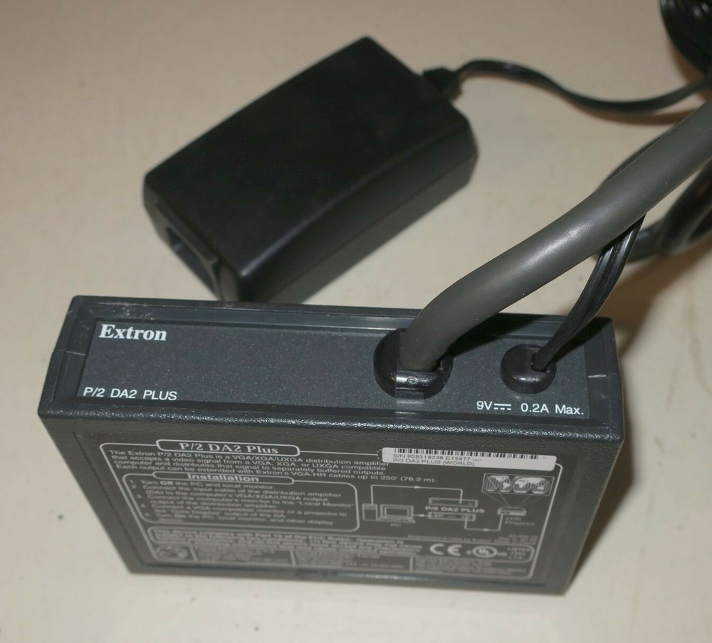 Extron P/2 DA2 Plus VGA Distribution Amplifier w Power Adapter