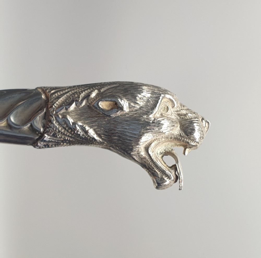Victorian Solid Silver Leopard Button Hook