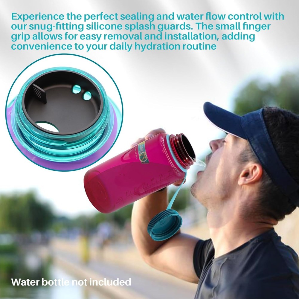 2-Pack Silicone Splashguard for Nalgene, Obsidian Black 2 Pack