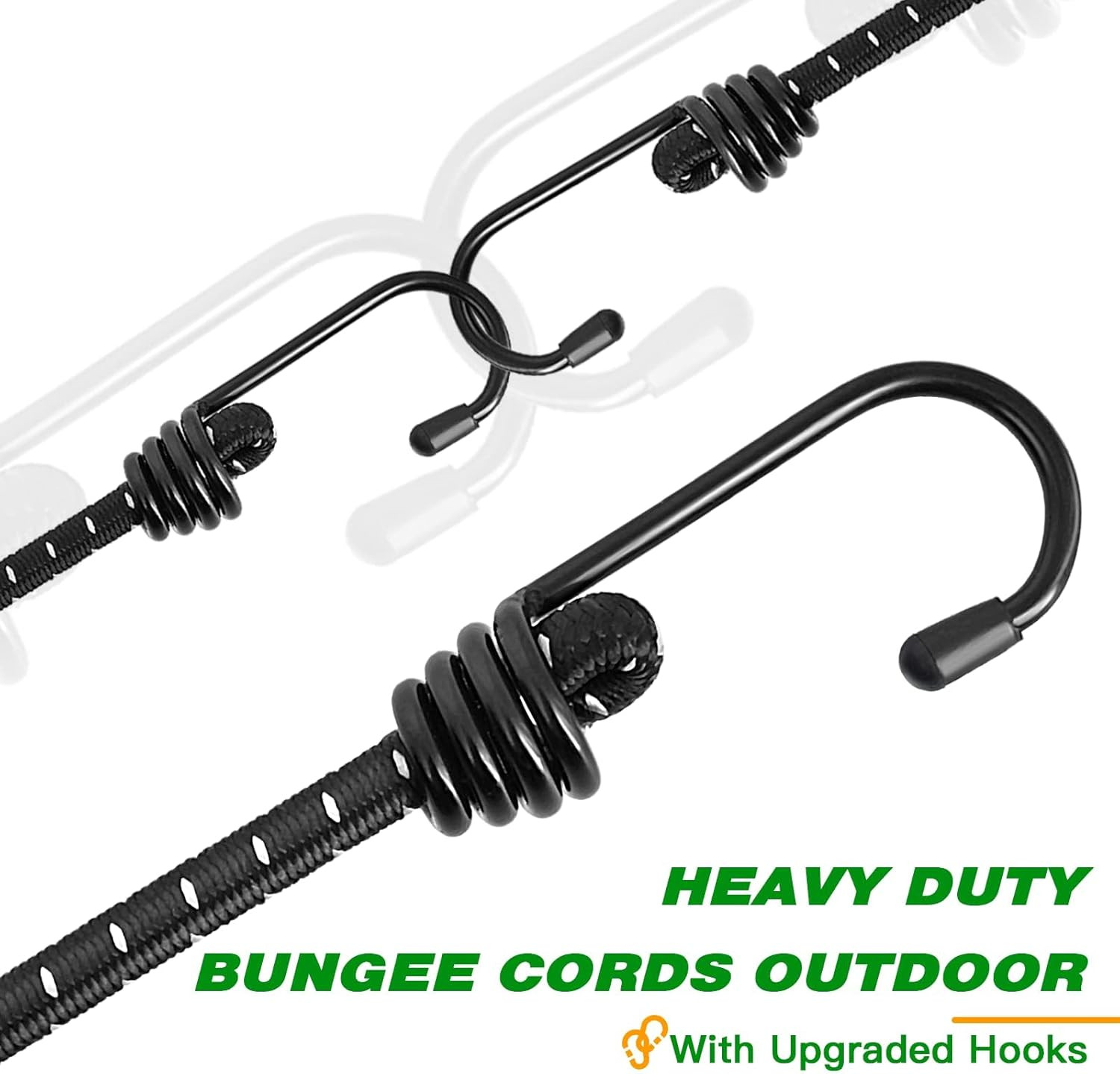 Bungee Cords with Hooks 12 Inch - Black Bungee Cords Heavy Duty Outdoor - Assort