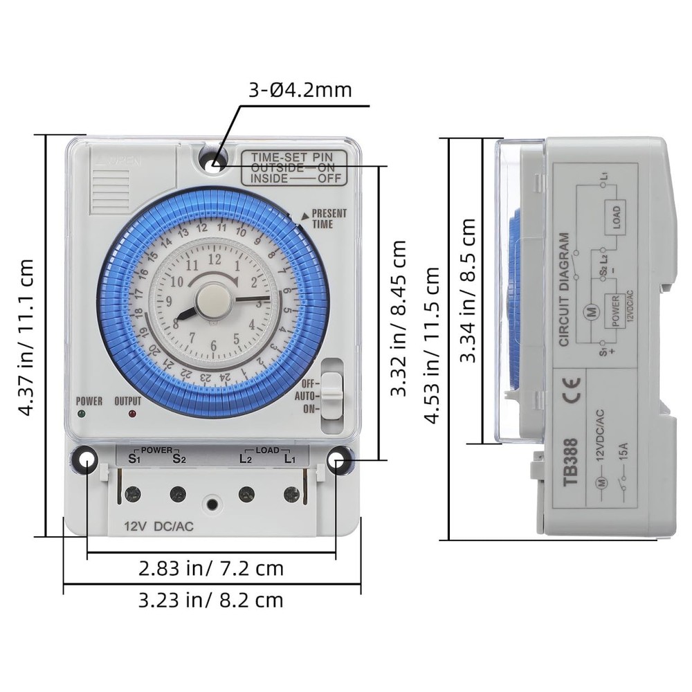 Precise Mechanical Timer, Adjustable Mechanical Time Control Switch, 12V AC/D...