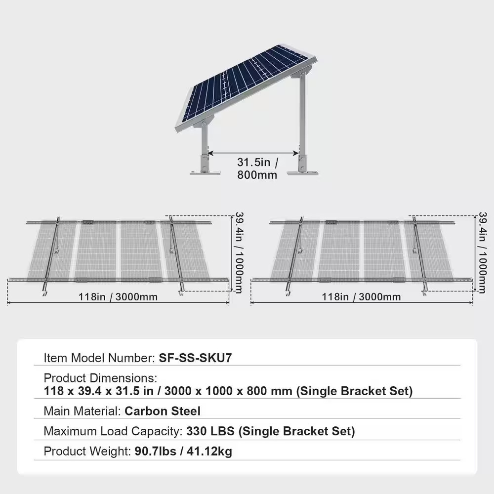 2-Set Solar Panel Mounting Brackets 30°-60° Adjustable Multi-Pieces Solar Panel