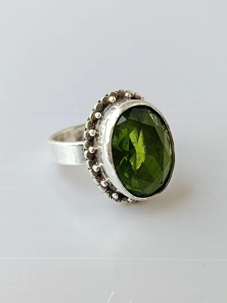 Peridot Ring 925 Sterling Silver Band& Statement Ring Handmade Ring All Size