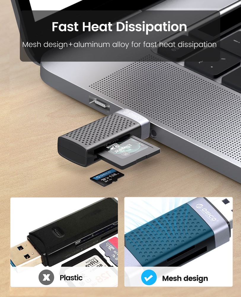 ORICO USB2.0 Card Reader Memory Portable Type-C+TF/SD Smart Card Reader Type C*