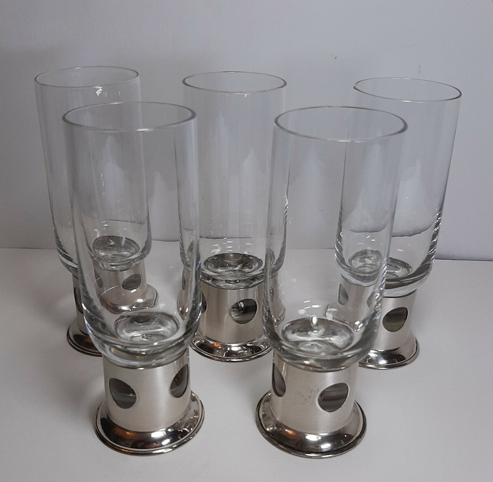 5 glasses with silver support 800 Italian modern design