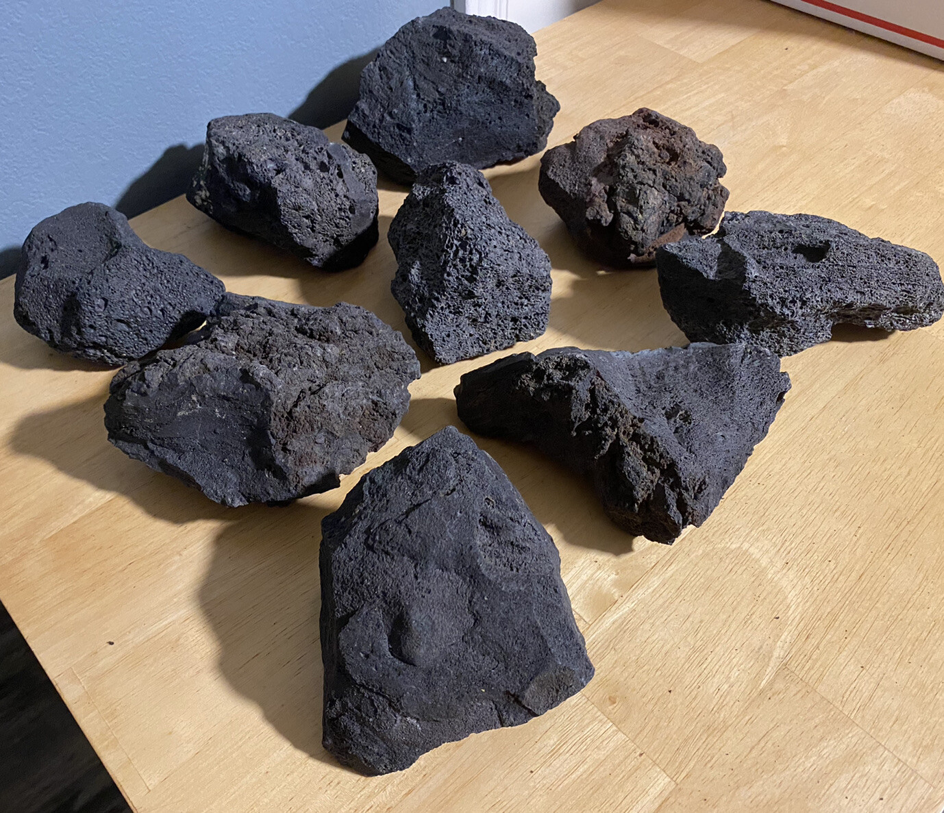 15 lbs. LARGE 6-8” Black Lava Rock (Approx. 15-18) Fire Pit -R&D Rock and Stone