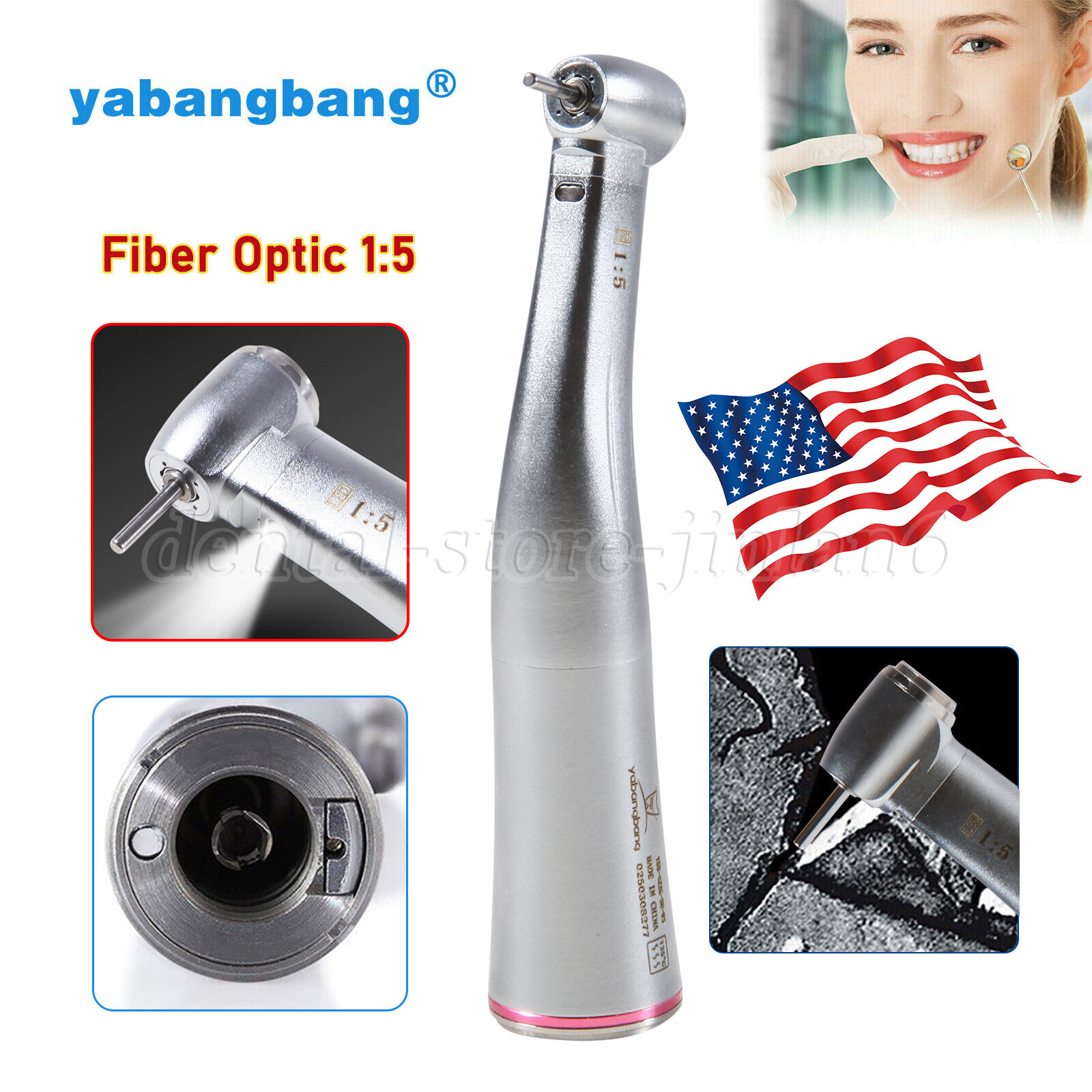 NSK Style Dental Brushless LED Electric Micro Motor 1:1 1:5 1:4.2 Handpiece USA