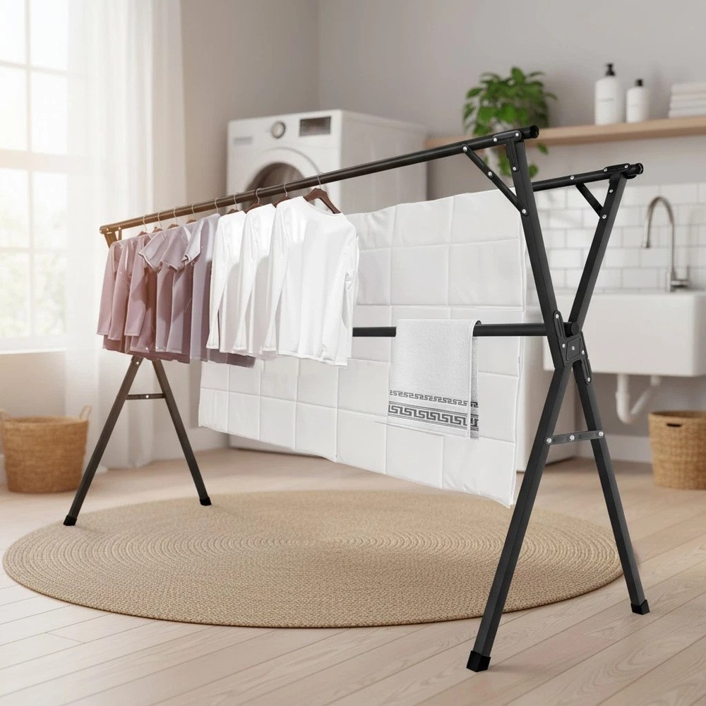 Portable Folding Laundry Drying Rack with Telescoping Design for Easy Storage