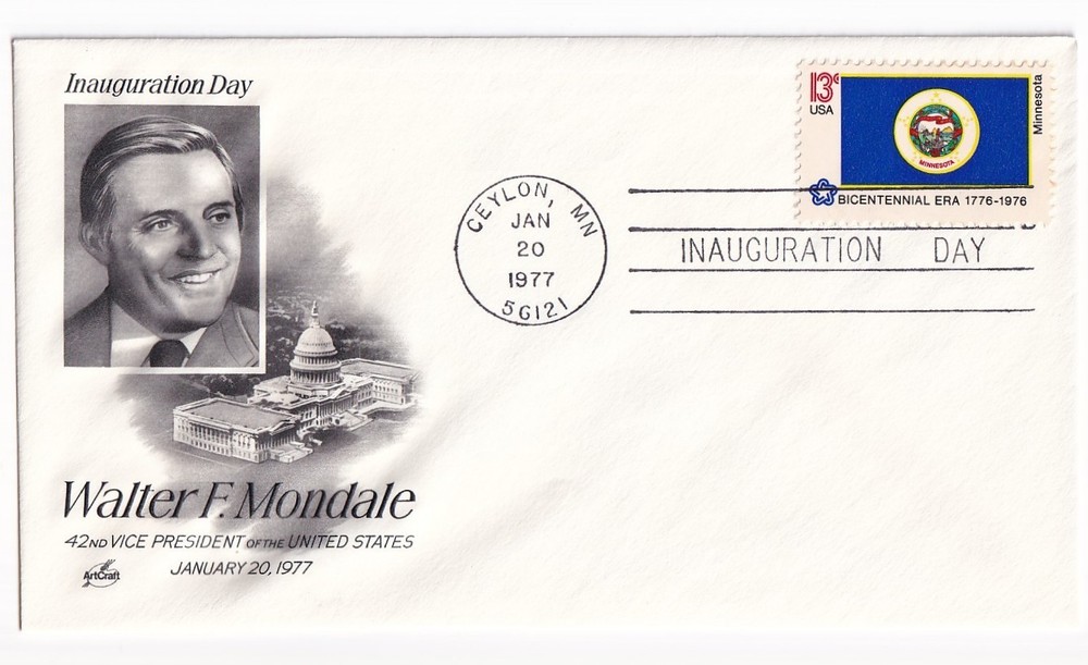 STAMP US SCOTT 1664 "Minnesota Flag" "Walter Mondale" 13 CENT 1976 ENVELOPE - A