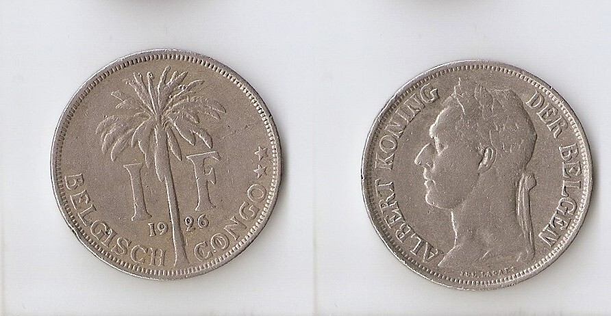 Belgian Congo 1 franc 1926, BELGISCH CONGO