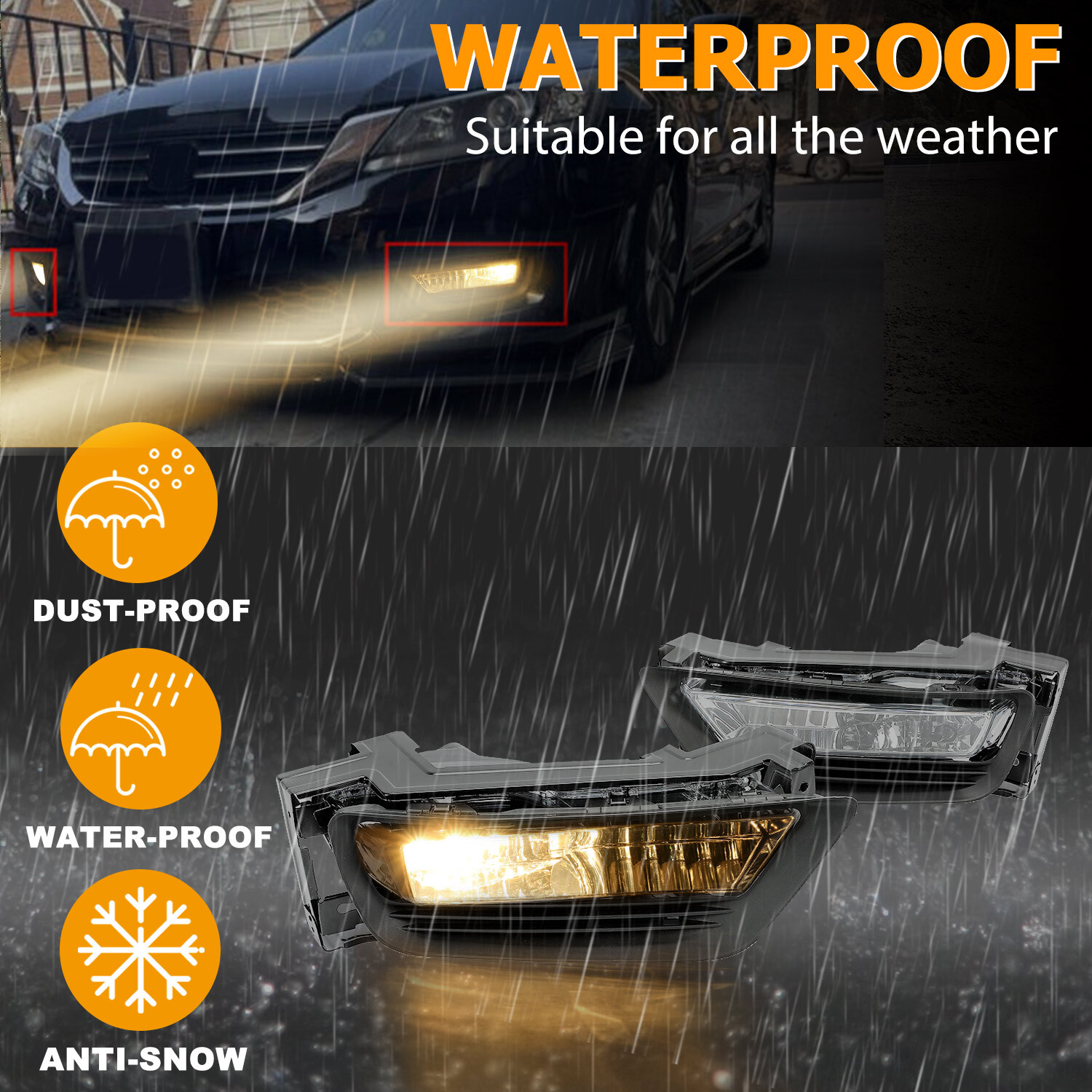 Fit For 2013 2014 2015 Honda Accord Sedan Clear Front Bumper Fog Lights W/ Bulbs