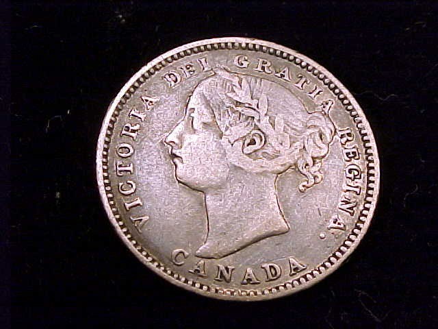 1892 Canada 10 Cent, Fine Grade, but damaged.