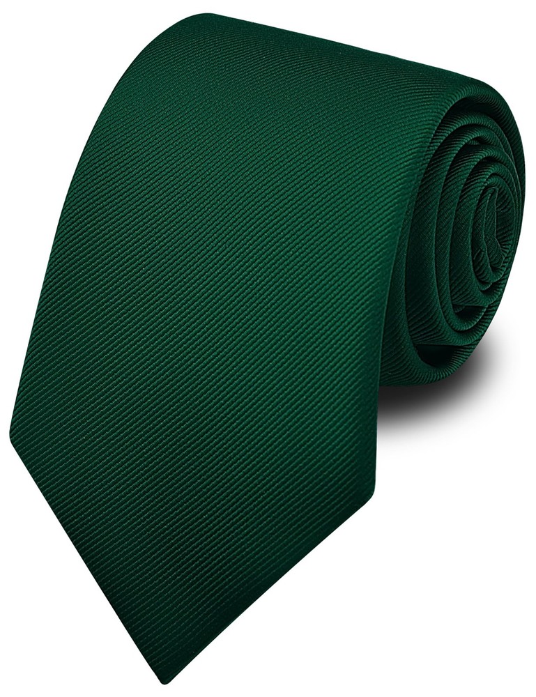 Branduce Dark Green Ties for Men Solid Plain Color Silk general,