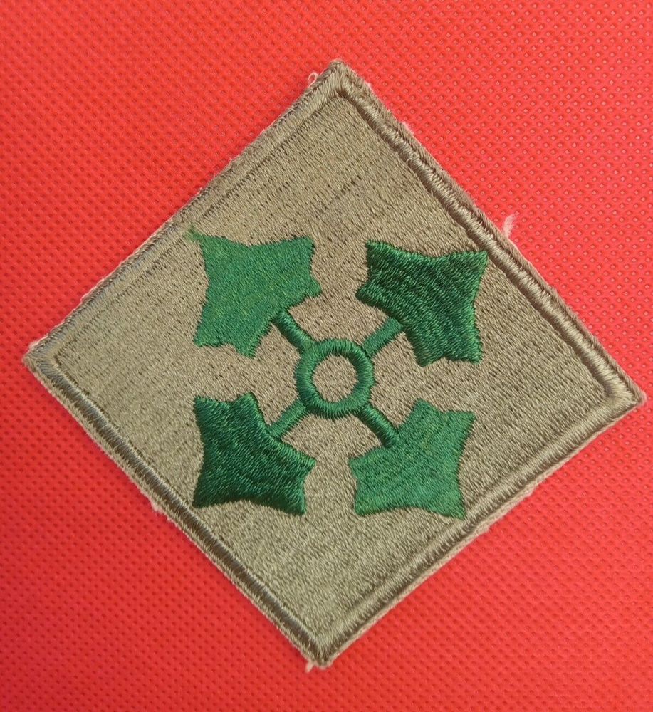US Army Authentic Early WW2 4th Infantry Division, Large "Squared Ivy" Patch
