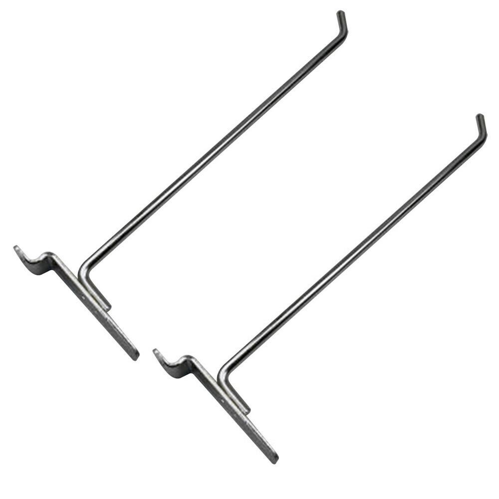 10" Slatwall Hook Panel Display Hooks, 1/4" Thickness Metal, Chrome - PACK 2