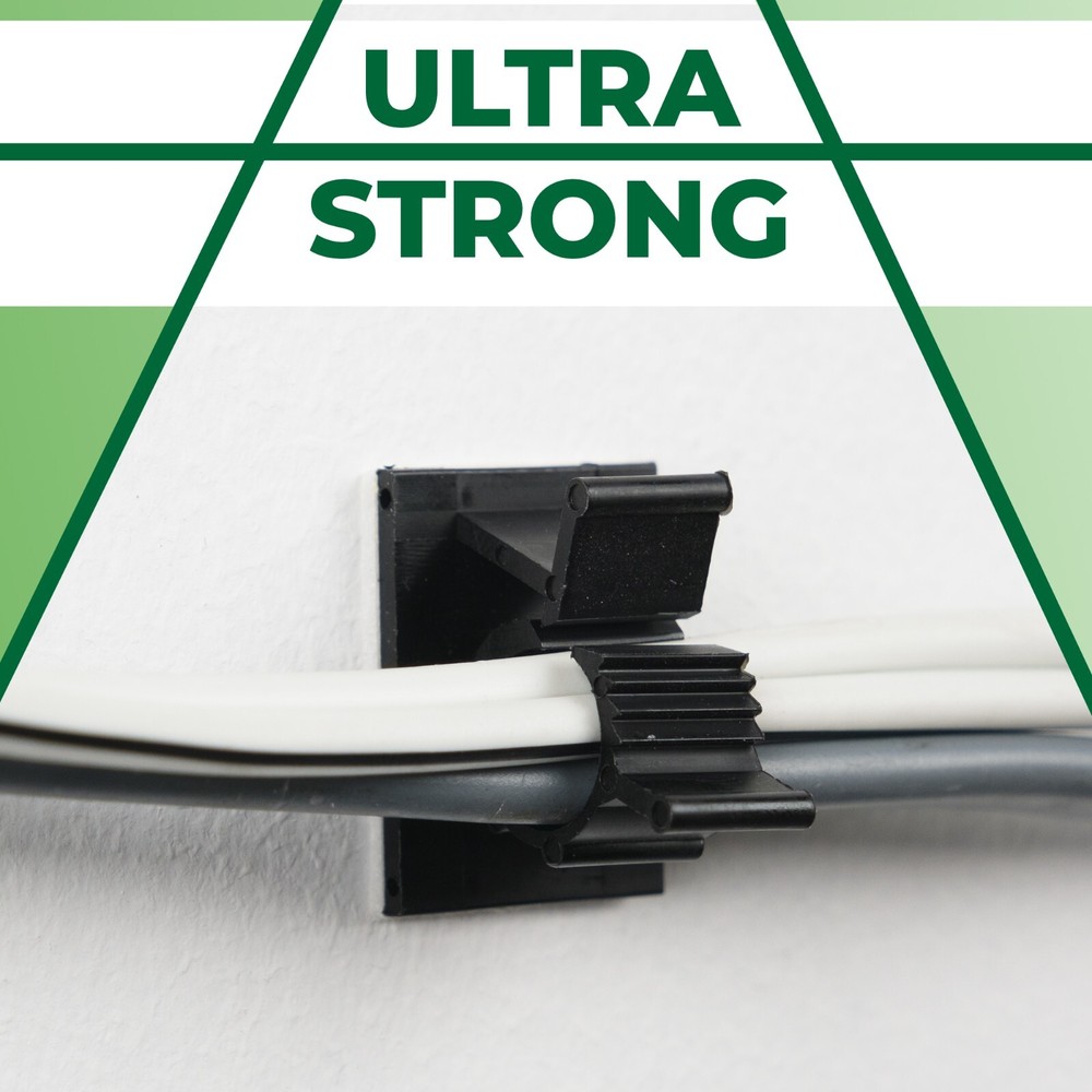 Black Self-Adhesive Adjustable Cable Clips - 50 Pack - Secure Wire Holders