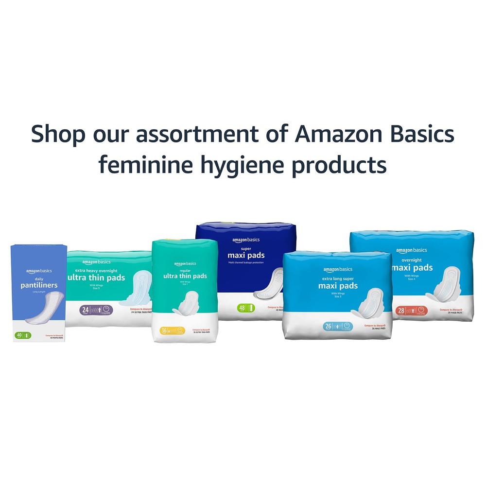 AmazonBasics 192ct Maxi Pads Thick Super Absorbent Unscented - Overnight Flow