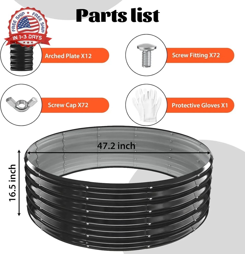 YSEJOMP 48 Inch Round Galvanized Fire Pit Ring/Fire Ring - Foldable and Perfect
