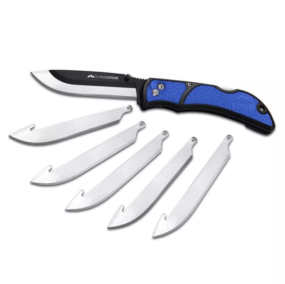 Outdoor Edge Razor-Lite EDC Blue Replaceable Blade Folding Knife - OERLU40C
