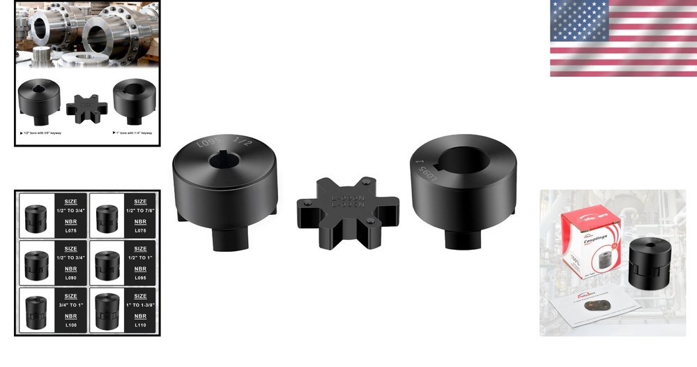 Durable 1/2" to 1" L095 Coupling Set & NBR Rubber Insert for Log Splitters