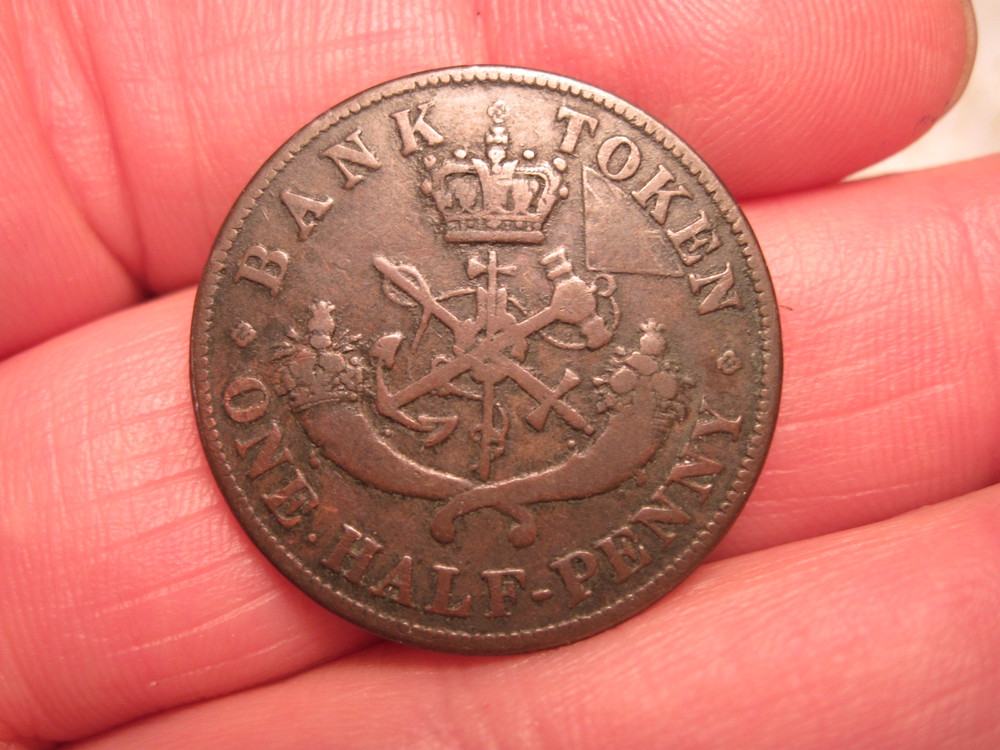 1850 UPPER CANADA, 1/2 PENNY TOKEN (855C)