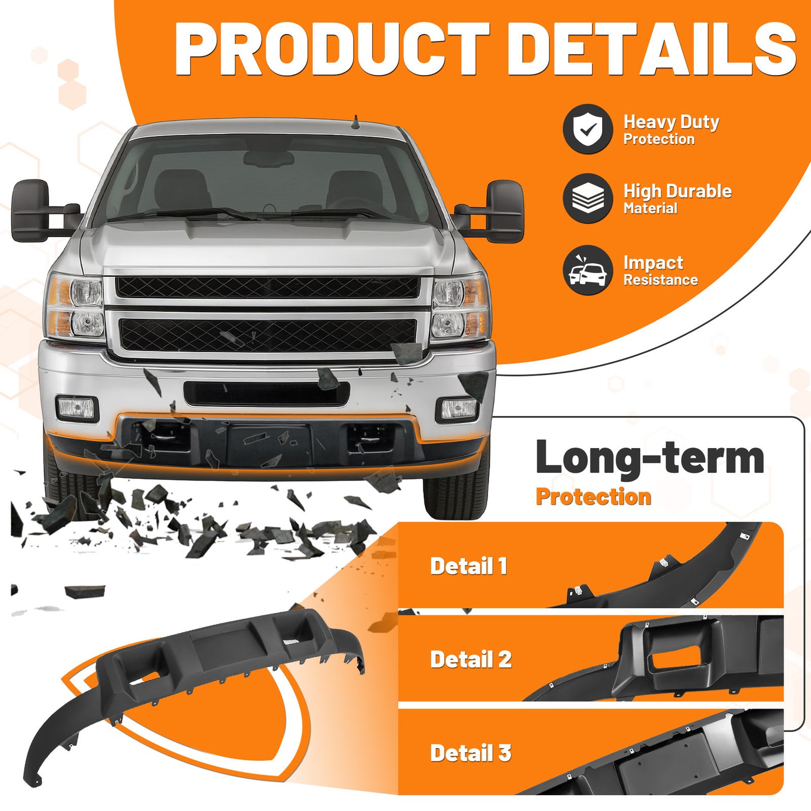 Front Bumper Valance Air Deflector For Chevy Silverado 2500HD 3500HD 2011-2014