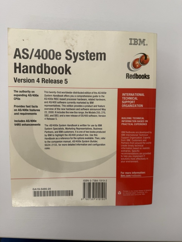 IBM AS/400E Version 4 Release 5 Technical Support Hand Book