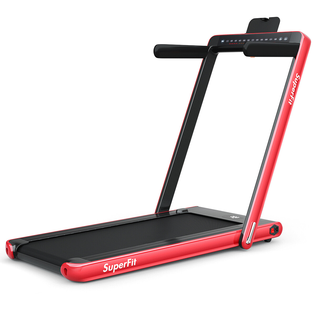 2 in 1 Folding Treadmill 2.25HP Running Machine w/ Dual Display Red