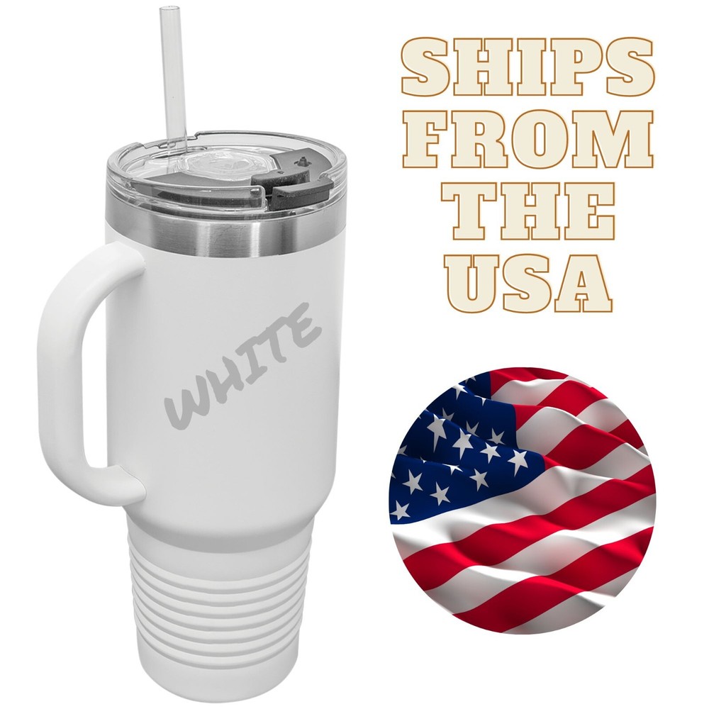 40oz Customized Handle Tumblers with Lid and Straw, Personalization Text or Logo