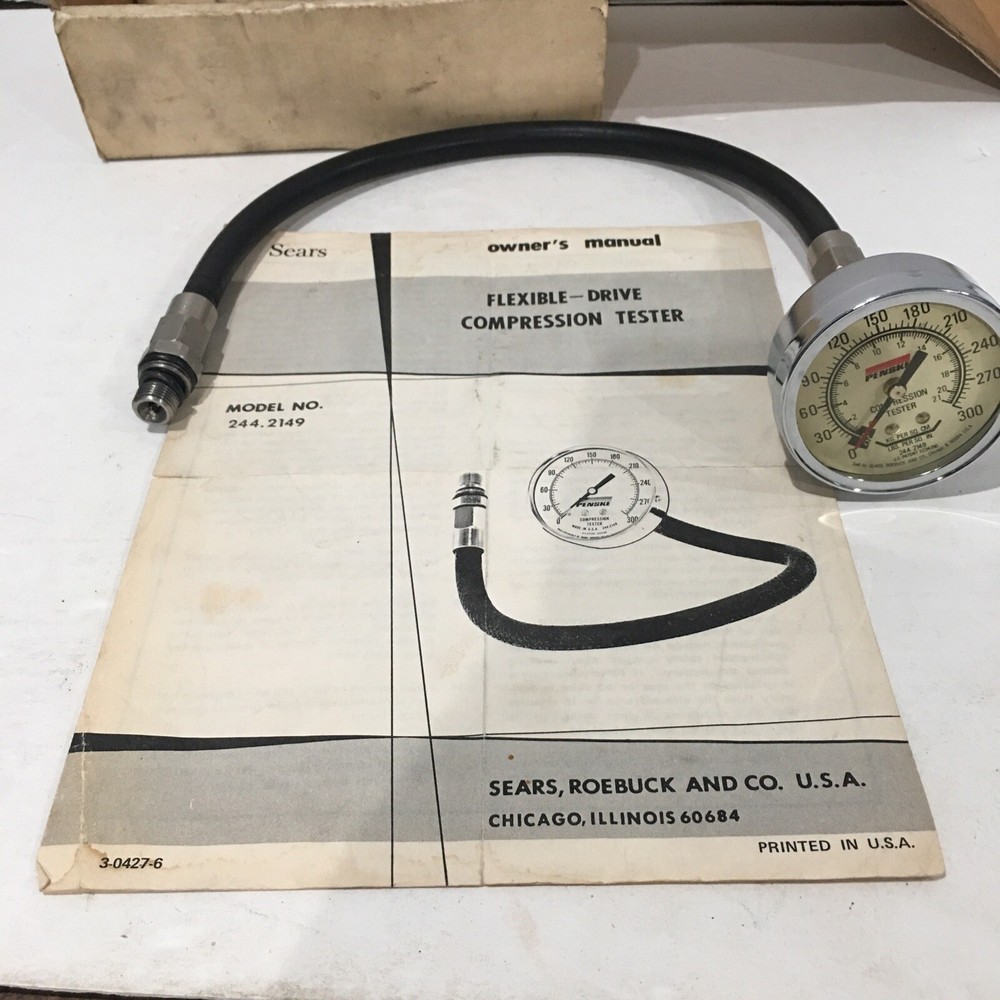 Vintage Penske Sears Flexible-Drive Compression Tester With Owner’s Manual.