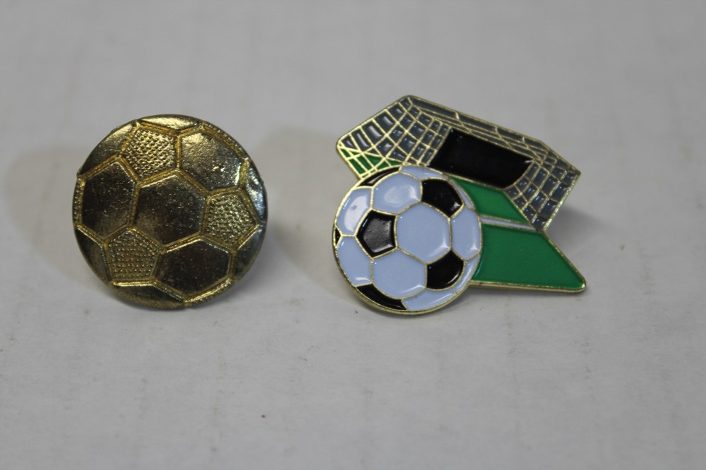 2 Small Soccer Related Hat or Lapel Pins