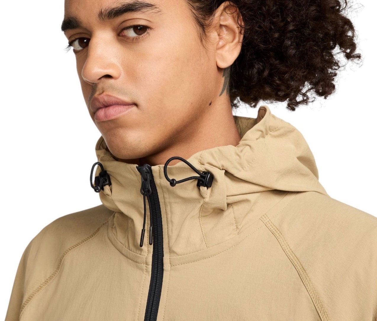 NEW Nike Men's Size XL Tech Windrunner Woven Jacket Hoodie Parachute Beige Black