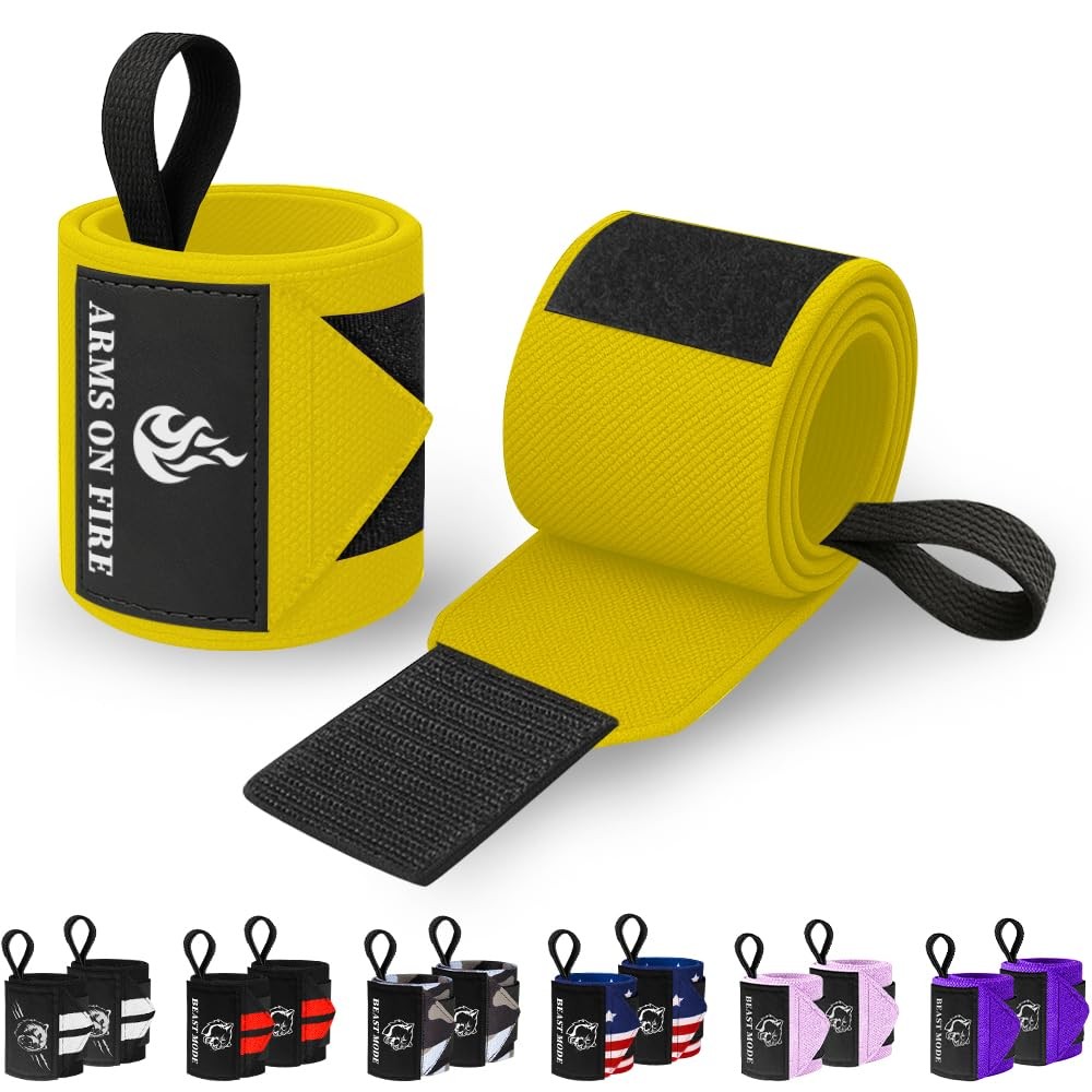 HeavyDuty Weightlifting Wrist Wraps with Thumb Loop for Powerlifting &