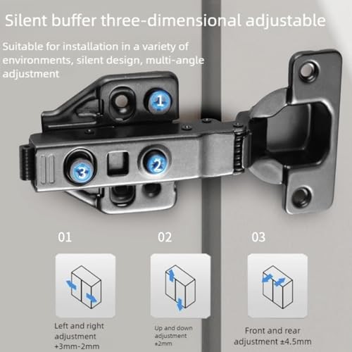2pcs 105 Degree Soft Close Hinges, Fully Covered Frameless Cabinet Hinge, 3D