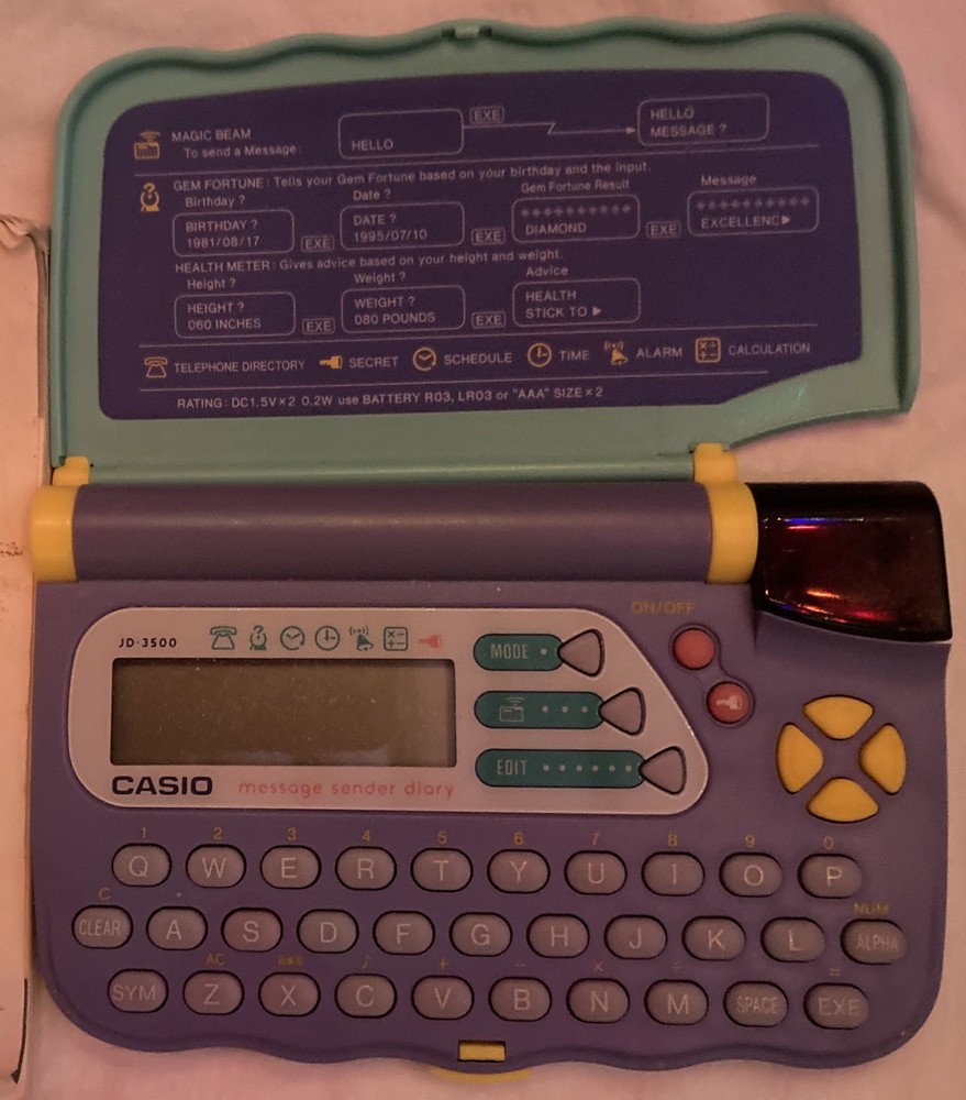 Vintage Casio JD-3500 Message Sender Diary, 90s Electronic Handheld Working