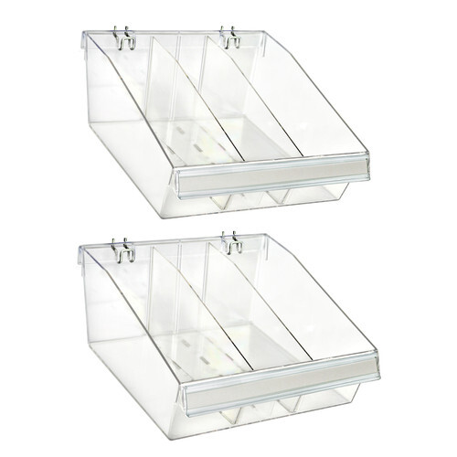 Azar Displays Small Deep Bin Tray Kit with Adjustable Dividers, 2-Pack