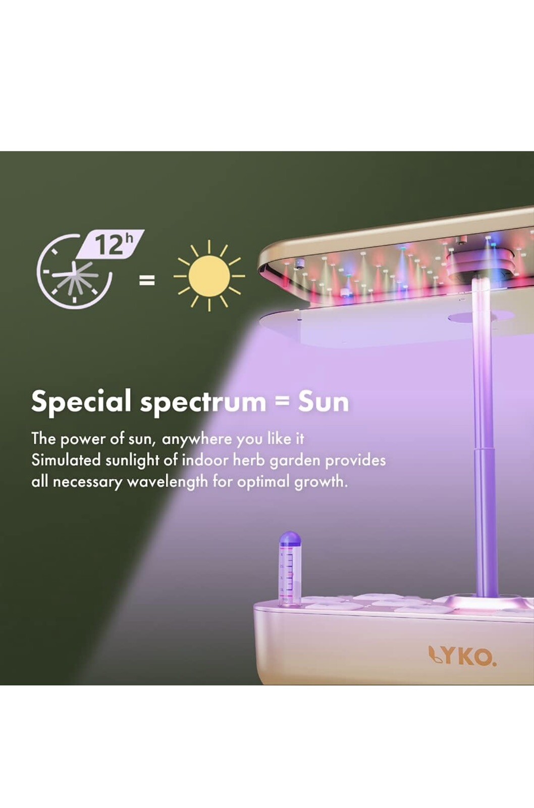 LYKO 12 Pods Hydroponics Growing System Kit, Indoor Garden W/full-spectrum 36w