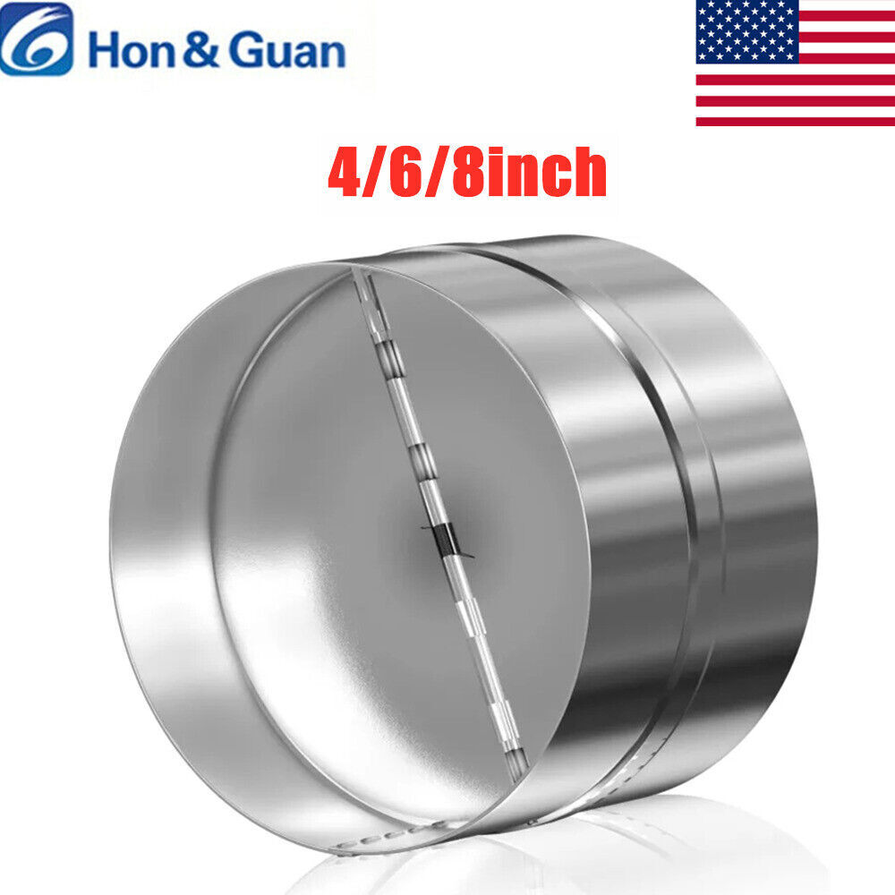 Hon&Guan 4" 6" 8" Backdraft Shutter Damper Draft Blocker for HVAC Extractor Fan