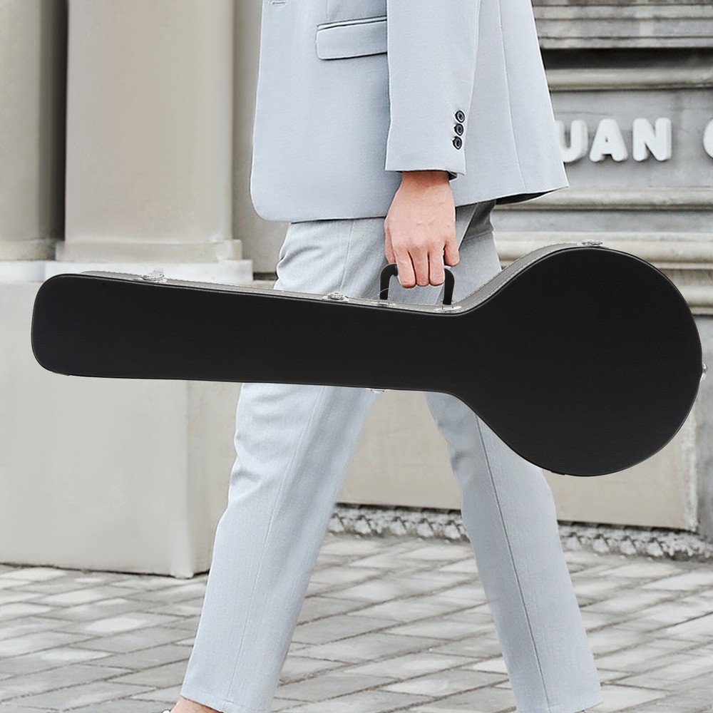 PU Case for Banjos Organizer Hardshell Openback 5-string Banjos Case Black Bag